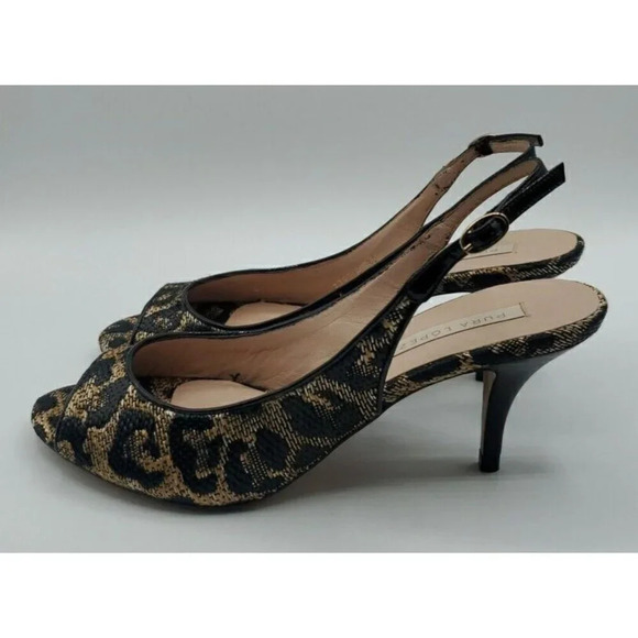 Pura Lopez Leopard Print Kitten Heel Sandals Size 37 EUR ( 7 US)  NWOB - Picture 5 of 11